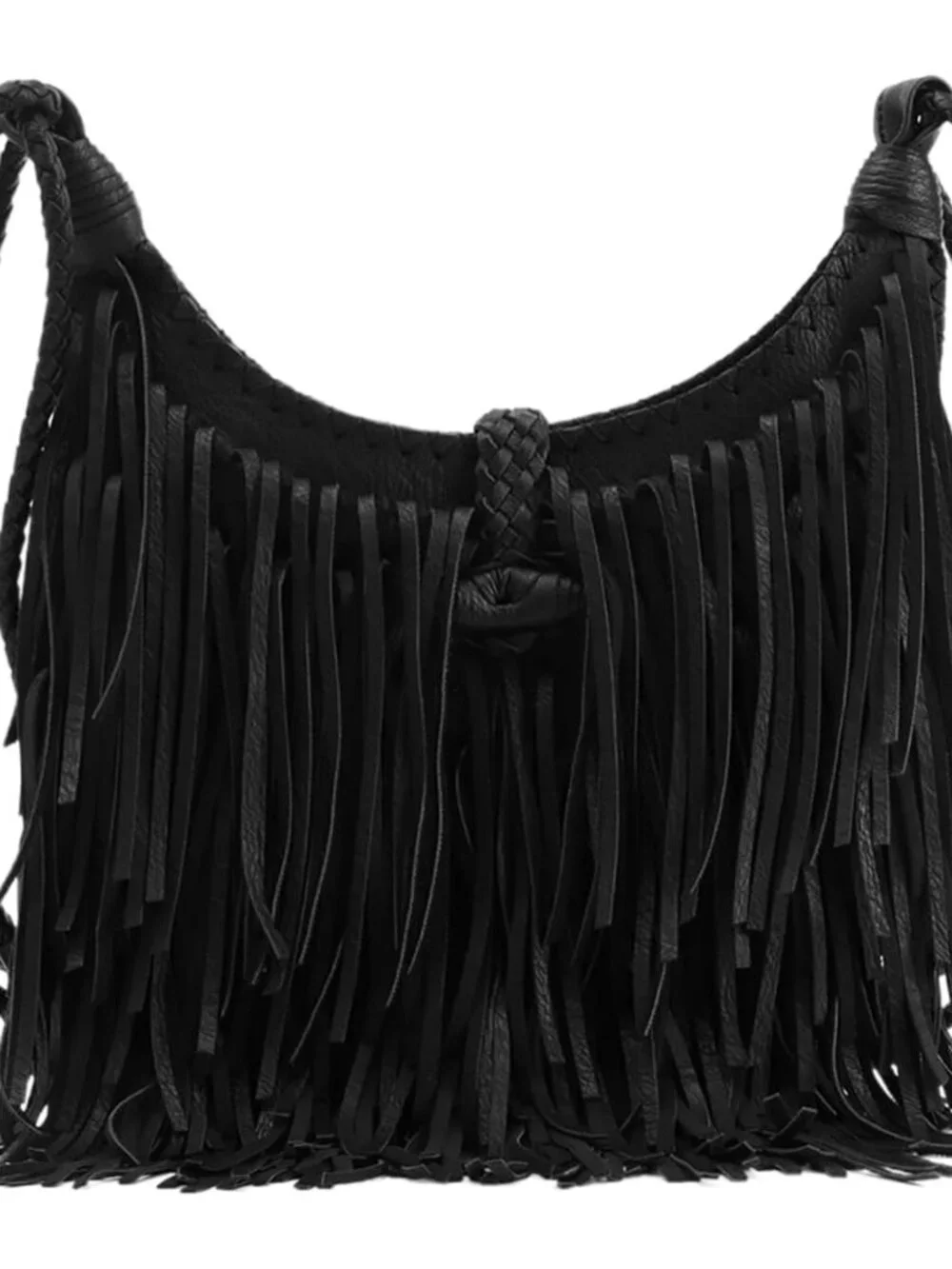 Vintage Fringe hobo bags for Women Vegan Faux Suede Leather Tassel Crossbody Bag - Picture 8 of 9